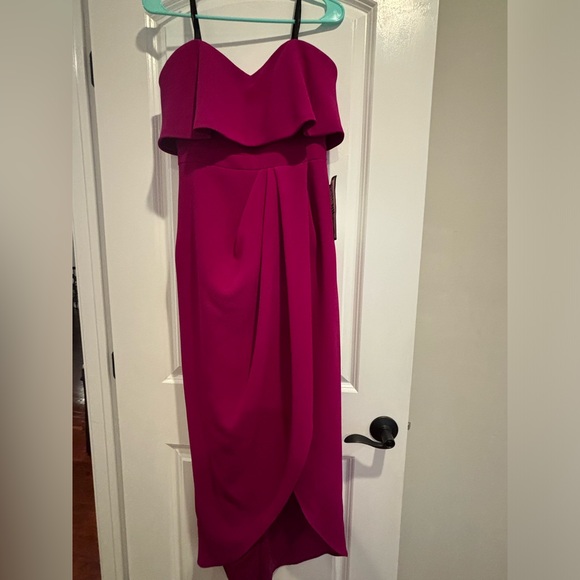 NWT XSCAPE Fuschia Pink Strapless Midi Dress - Picture 1 of 4
